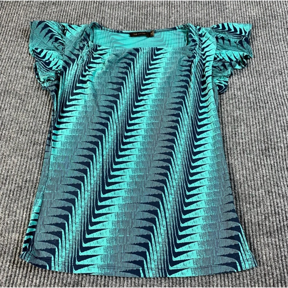 The Limited Blouse Womens‎ XS Blue Lightweight Stretch Abstract Artsy Beautiful